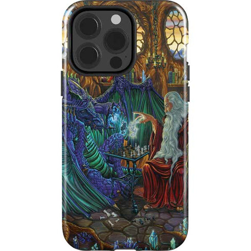 Dragon and Wizard Playing Chess by Ed Beard Jr iPhone 15 Pro Impact Case